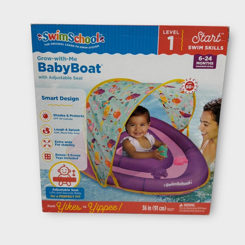 SwimSchool Grow-with-Me BabyBoat with Adjustable Seat Pool Float Baby Girl 6-24M